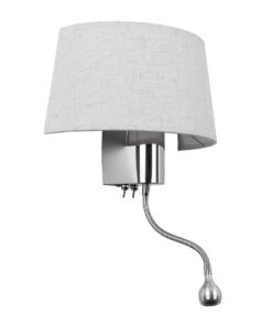 GLOBOSTAR® ELEGANT 01493 Μοντέρνο Φωτιστικό Τοίχου - Απλίκα Ξενοδοχείου Reading Light με Ντουί 1 x E27 LED 3W 360lm 36° AC 220-240V IP20 Θερμό Λευκό 2700K - Bridgelux COB Chip - Ασημί & Λευκό - Μ26 x Π16.5 x Υ33cm - 2 Χρόνια Εγγύηση