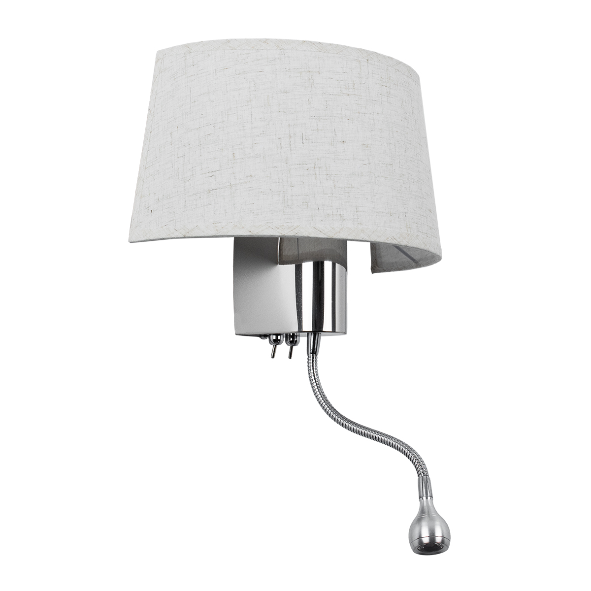 GLOBOSTAR® ELEGANT 01493 Μοντέρνο Φωτιστικό Τοίχου - Απλίκα Ξενοδοχείου Reading Light με Ντουί 1 x E27 LED 3W 360lm 36° AC 220-240V IP20 Θερμό Λευκό 2700K - Bridgelux COB Chip - Ασημί & Λευκό - Μ26 x Π16.5 x Υ33cm - 2 Χρόνια Εγγύηση