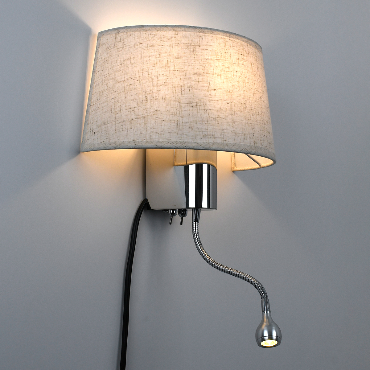 GLOBOSTAR® ELEGANT 01493 Μοντέρνο Φωτιστικό Τοίχου - Απλίκα Ξενοδοχείου Reading Light με Ντουί 1 x E27 LED 3W 360lm 36° AC 220-240V IP20 Θερμό Λευκό 2700K - Bridgelux COB Chip - Ασημί & Λευκό - Μ26 x Π16.5 x Υ33cm - 2 Χρόνια Εγγύηση - Image 3