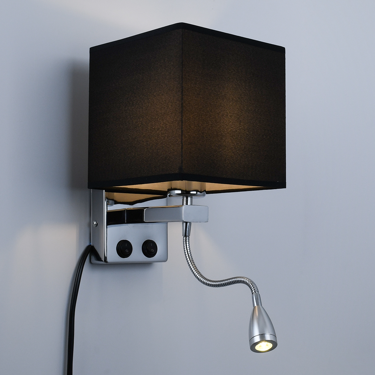 GLOBOSTAR® ELEGANT 01494 Μοντέρνο Φωτιστικό Τοίχου - Απλίκα Ξενοδοχείου Reading Light με Ντουί 1 x E27 LED 3W 270lm 36° AC 220-240V IP20 Θερμό Λευκό 2700K - CREE XPE Chip - Ασημί & Μαύρο - Μ17 x Π21 x Υ43cm - 2 Χρόνια Εγγύηση - Image 3