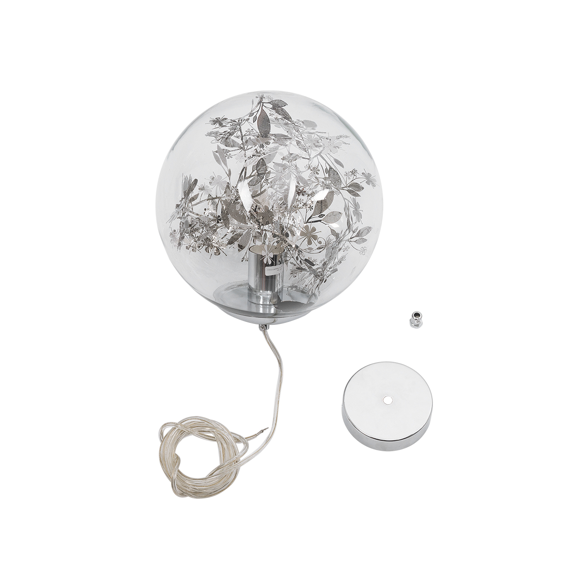GLOBOSTAR® HARPER 01510 Μοντέρνο Κρεμαστό Φωτιστικό Οροφής με Ντουί 1 x E27 AC 220-240V IP20 - Διάφανο & Ασημί - Μ25 x Π25 x Υ30cm - Image 10