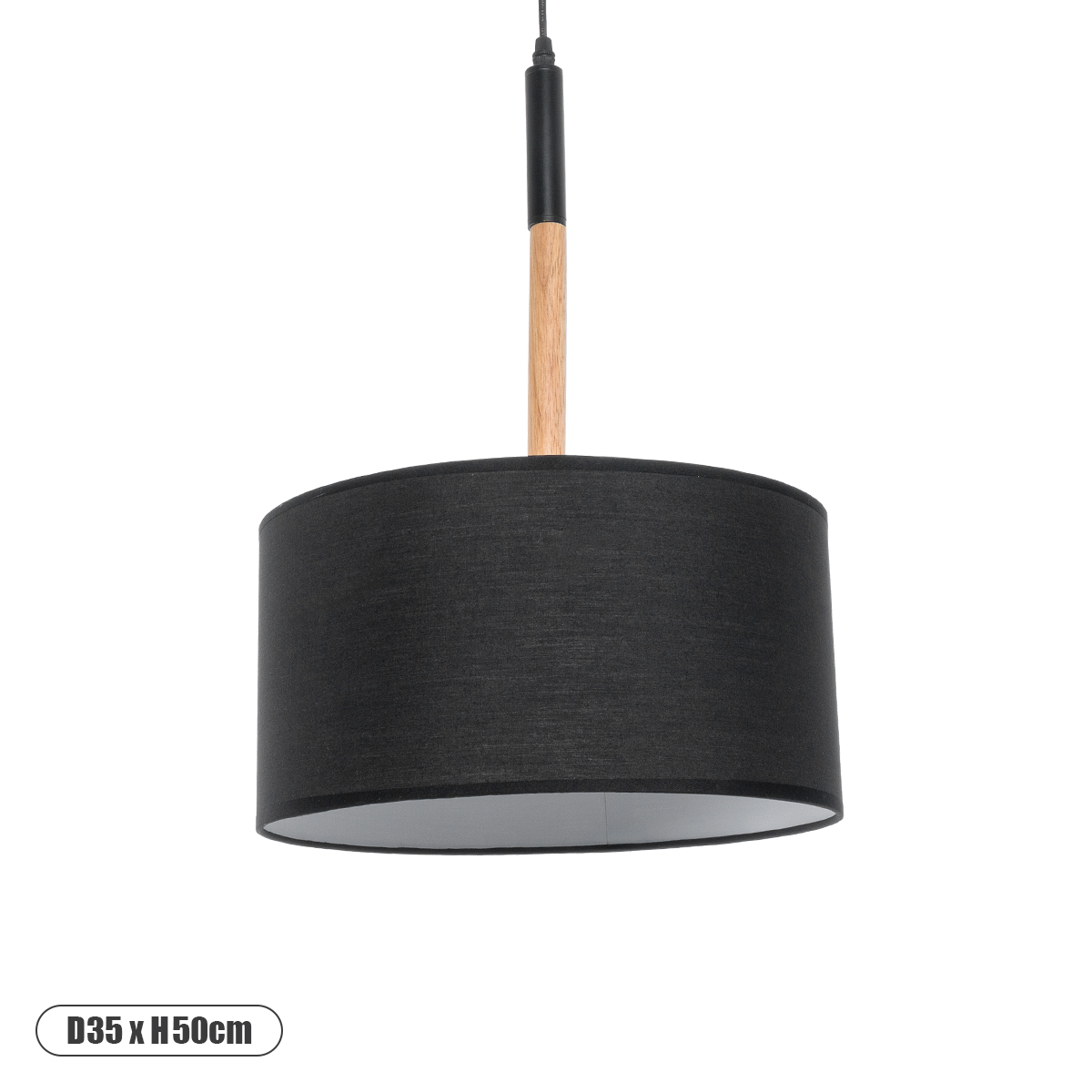 GLOBOSTAR® BRONX 01517 Μοντέρνο Κρεμαστό Φωτιστικό Οροφής με Ντουί 1 x E27 AC 220-240V IP20 - Μαύρο & Μπεζ - Μ35 x Π35 x Υ50cm