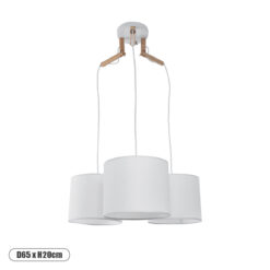 GLOBOSTAR® RAMSON 01526 Μοντέρνο Κρεμαστό Φωτιστικό Οροφής με Ντουί 3 x E27 AC 220-240V IP20 - Λευκό & Μπεζ - Μ65 x Π65 x Υ20cm