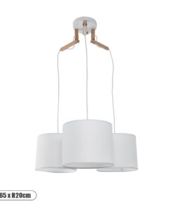 GLOBOSTAR® RAMSON 01526 Μοντέρνο Κρεμαστό Φωτιστικό Οροφής με Ντουί 3 x E27 AC 220-240V IP20 - Λευκό & Μπεζ - Μ65 x Π65 x Υ20cm