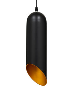 GLOBOSTAR® CARSON 01527 Μοντέρνο Κρεμαστό Φωτιστικό Οροφής με Ντουί 1 x E27 AC 220-240V IP20 - Μαύρο & Χρυσό - Μ10 x Π10 x Υ38cm