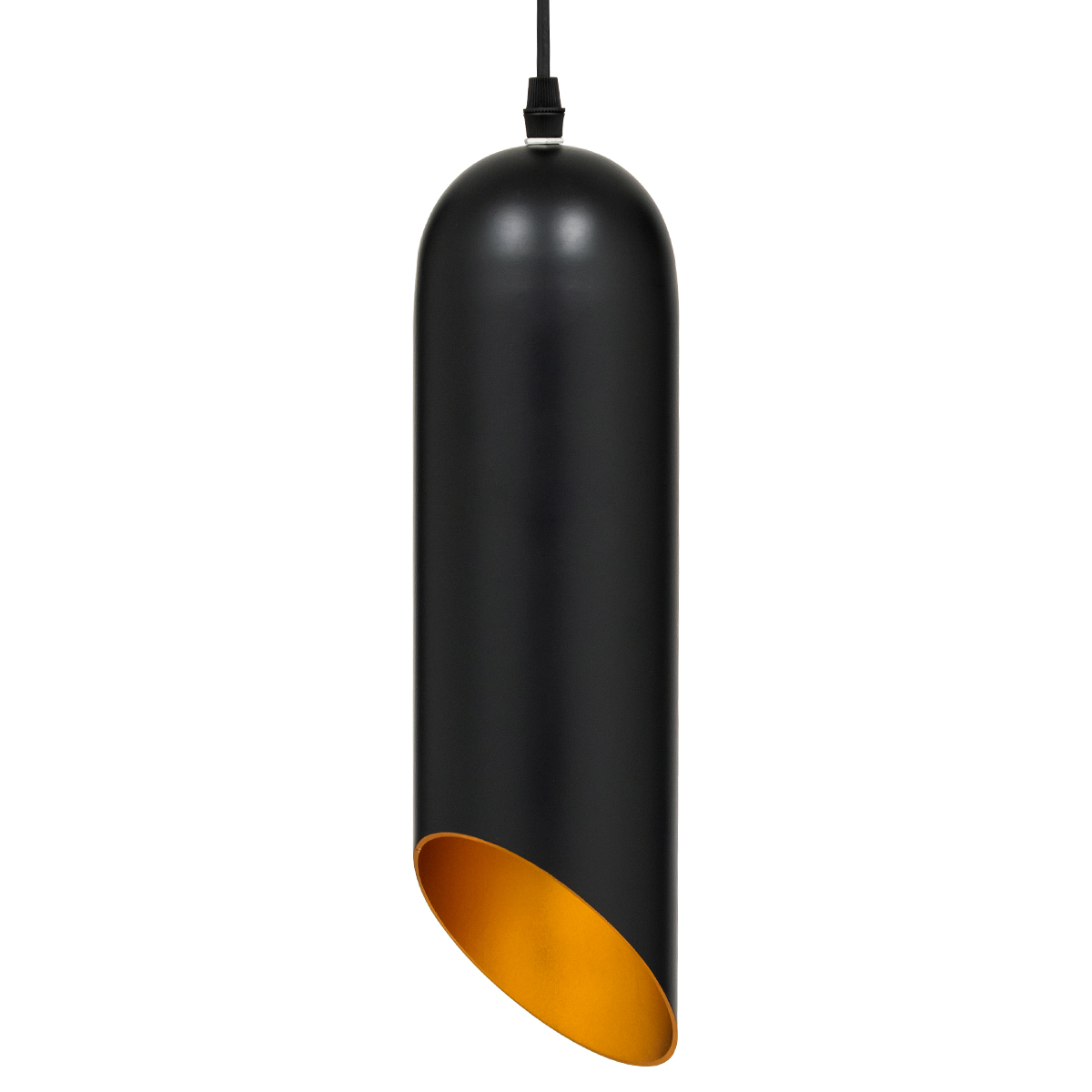 GLOBOSTAR® CARSON 01527 Μοντέρνο Κρεμαστό Φωτιστικό Οροφής με Ντουί 1 x E27 AC 220-240V IP20 - Μαύρο & Χρυσό - Μ10 x Π10 x Υ38cm - Image 4