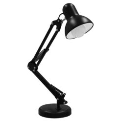 GLOBOSTAR® DESK 01538 Μοντέρνο Επιτραπέζιο Φωτιστικό Πορτατίφ με Ντουί 1 x E27 AC 220-240V IP20 - Μαύρο - Μ15 x Π15 x Υ67cm