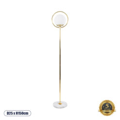 GLOBOSTAR® VERSAILLES 01541 Μοντέρνο Επιδαπέδιο Φωτιστικό με Ντουί 1 x E27 AC 220-240V IP20 - Χρυσό & Λευκό - Μ25 x Π25 x Υ150cm