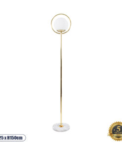GLOBOSTAR® VERSAILLES 01541 Μοντέρνο Επιδαπέδιο Φωτιστικό με Ντουί 1 x E27 AC 220-240V IP20 - Χρυσό & Λευκό - Μ25 x Π25 x Υ150cm