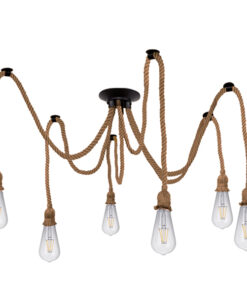 GLOBOSTAR® ATROX 01547 Vintage Κρεμαστό Φωτιστικό Οροφής με Ντουί 6 x E27 AC 220-240V IP20 - Μπεζ - Μ200 x Π200 x Υ100cm