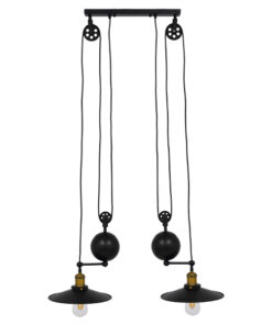 GLOBOSTAR® CARILO 01550 Vintage Κρεμαστό Φωτιστικό Οροφής με Ντουί 2 x E27 AC 220-240V IP20 - Μαύρο & Χρυσό - Μ72 x Π26 x Υ120cm