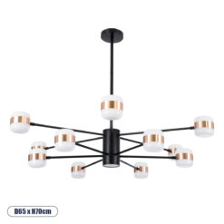 GLOBOSTAR® ORNATE 01553 Μοντέρνο Φωτιστικό Οροφής LED 104W 8320lm 360° AC 220-240V IP20 Φυσικό Λευκό 4500K - Lumileds SMD Chip - Μαύρο & Χάλκινο - Μ65 x Π65 x Υ70cm - 2 Χρόνια Εγγύηση