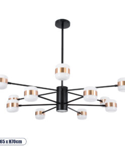GLOBOSTAR® ORNATE 01553 Μοντέρνο Φωτιστικό Οροφής LED 104W 8320lm 360° AC 220-240V IP20 Φυσικό Λευκό 4500K - Lumileds SMD Chip - Μαύρο & Χάλκινο - Μ65 x Π65 x Υ70cm - 2 Χρόνια Εγγύηση