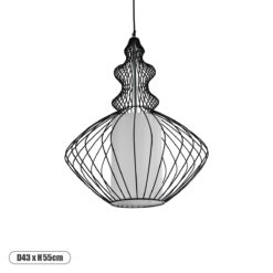 GLOBOSTAR® LILY 01558 Vintage Κρεμαστό Φωτιστικό Οροφής με Ντουί 1 x E27 AC 220-240V IP20 - Μαύρο & Λευκό - Μ43 x Π43 x Υ55cm