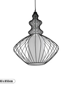 GLOBOSTAR® LILY 01558 Vintage Κρεμαστό Φωτιστικό Οροφής με Ντουί 1 x E27 AC 220-240V IP20 - Μαύρο & Λευκό - Μ43 x Π43 x Υ55cm