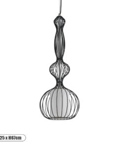 GLOBOSTAR® LILY 01560 Vintage Κρεμαστό Φωτιστικό Οροφής με Ντουί 1 x E27 AC 220-240V IP20 - Μαύρο & Λευκό - Μ25 x Π25 x Υ67cm
