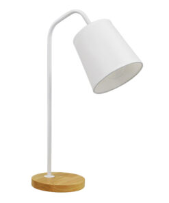 GLOBOSTAR® RIBBON 01574 Μοντέρνο Επιτραπέζιο Φωτιστικό Πορτατίφ με Ντουί 1 x E27 AC 220-240V IP20 - Λευκό & Μπεζ - Μ15 x Π30 x Υ49cm
