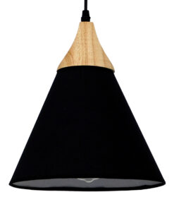 GLOBOSTAR® SHADE TEXTILE 01576 Μοντέρνό Κρεμαστό Φωτιστικό Οροφής με Ντουί 1 x E27 AC 220-240V IP20 - Μαύρο & Μπεζ - Μ25 x Π25 x Υ30cm