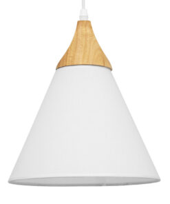 GLOBOSTAR® SHADE TEXTILE 01577 Μοντέρνο Κρεμαστό Φωτιστικό Οροφής με Ντουί 1 x E27 AC 220-240V IP20 - Λευκό & Μπεζ - Μ25 x Π25 x Υ30cm