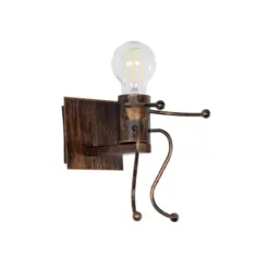 GLOBOSTAR® LITTLE MAN 01592 Μοντέρνο Φωτιστικό Τοίχου - Απλίκα με Ντουί 1 x E27 AC 220-240V IP20 - Χάλκινο - Μ12 x Π19 x Υ17cm