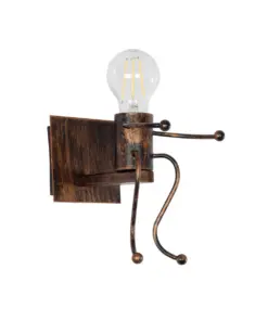 GLOBOSTAR® LITTLE MAN 01592 Μοντέρνο Φωτιστικό Τοίχου - Απλίκα με Ντουί 1 x E27 AC 220-240V IP20 - Χάλκινο - Μ12 x Π19 x Υ17cm