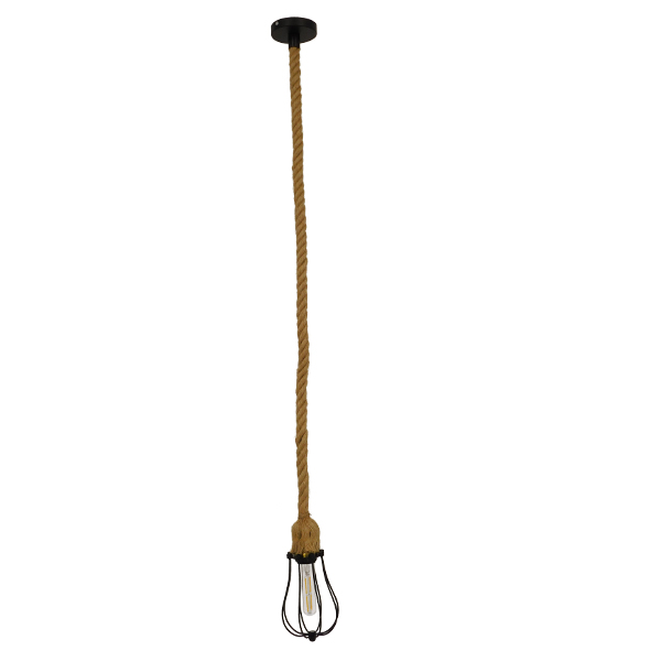 GLOBOSTAR® CAMBER 01594 Vintage Κρεμαστό Φωτιστικό Οροφής με Ντουί 1 x E27 AC 220-240V IP20 - Μαύρο & Μπεζ - Μ11 x Π11 x Υ25cm - Image 2