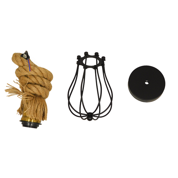 GLOBOSTAR® CAMBER 01594 Vintage Κρεμαστό Φωτιστικό Οροφής με Ντουί 1 x E27 AC 220-240V IP20 - Μαύρο & Μπεζ - Μ11 x Π11 x Υ25cm - Image 9