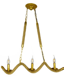 GLOBOSTAR® LUXOR 01598 Vintage Κρεμαστό Φωτιστικό Οροφής με Ντουί 3 x E14 AC 220-240V IP20 - Χρυσό & Μπεζ - Μ75 x Π13 x Y18cm