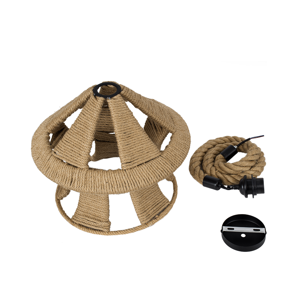 GLOBOSTAR® SOLITARIO 01606 Boho Κρεμαστό Φωτιστικό Οροφής με Ντουί 1 x E27 AC 220-240V IP20 - Μπεζ - Μ36 x Π36 x Y30cm - Image 11