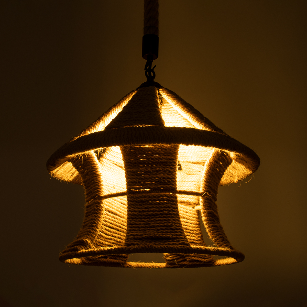 GLOBOSTAR® SOLITARIO 01606 Boho Κρεμαστό Φωτιστικό Οροφής με Ντουί 1 x E27 AC 220-240V IP20 - Μπεζ - Μ36 x Π36 x Y30cm - Image 3