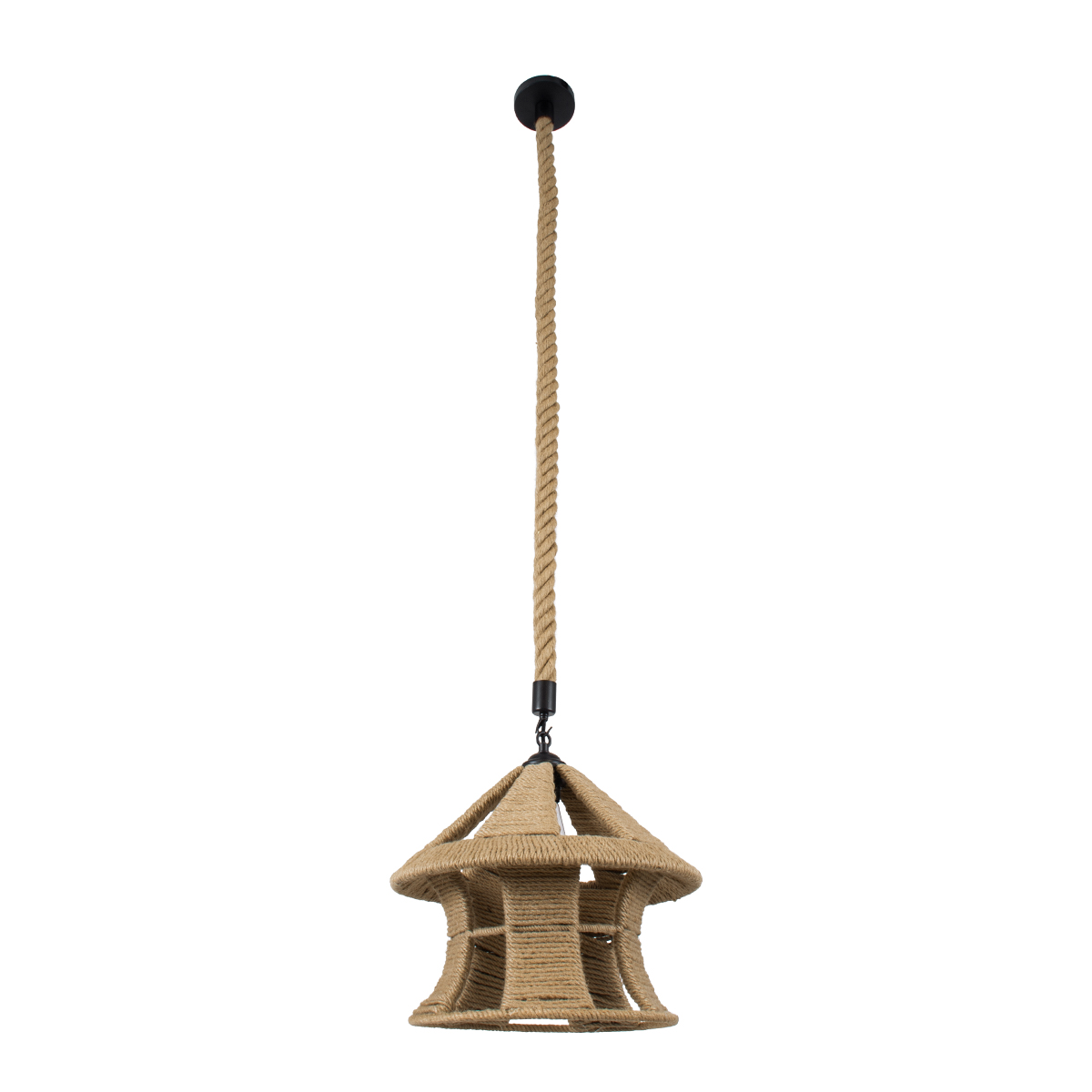GLOBOSTAR® SOLITARIO 01606 Boho Κρεμαστό Φωτιστικό Οροφής με Ντουί 1 x E27 AC 220-240V IP20 - Μπεζ - Μ36 x Π36 x Y30cm - Image 4