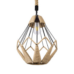 GLOBOSTAR® CONICAL 01617 Vintage Κρεμαστό Φωτιστικό Οροφής με Ντουί 1 x E27 AC 220-240V IP20 - Μαύρο & Μπεζ - Μ30 x Π30 x Υ40cm