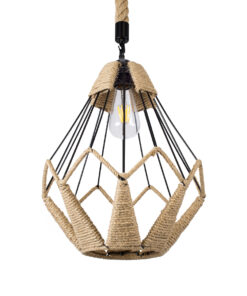 GLOBOSTAR® CONICAL 01617 Vintage Κρεμαστό Φωτιστικό Οροφής με Ντουί 1 x E27 AC 220-240V IP20 - Μαύρο & Μπεζ - Μ30 x Π30 x Υ40cm