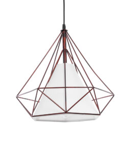 GLOBOSTAR® KAIRI 01623 Μοντέρνο Κρεμαστό Φωτιστικό Οροφής με Ντουί 1 x E27 AC 220-240V IP20 – Χάλκινο & Λευκό – Μ38 x Π38 x Y38cm