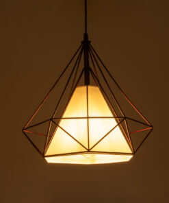 GLOBOSTAR® KAIRI 01623 Μοντέρνο Κρεμαστό Φωτιστικό Οροφής με Ντουί 1 x E27 AC 220-240V IP20 – Χάλκινο & Λευκό – Μ38 x Π38 x Y38cm
