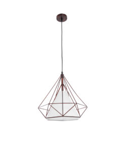 GLOBOSTAR® KAIRI 01623 Μοντέρνο Κρεμαστό Φωτιστικό Οροφής με Ντουί 1 x E27 AC 220-240V IP20 – Χάλκινο & Λευκό – Μ38 x Π38 x Y38cm