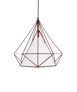 GLOBOSTAR® KAIRI 01623 Μοντέρνο Κρεμαστό Φωτιστικό Οροφής με Ντουί 1 x E27 AC 220-240V IP20 – Χάλκινο & Λευκό – Μ38 x Π38 x Y38cm