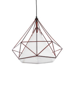 GLOBOSTAR® KAIRI 01623 Μοντέρνο Κρεμαστό Φωτιστικό Οροφής με Ντουί 1 x E27 AC 220-240V IP20 – Χάλκινο & Λευκό – Μ38 x Π38 x Y38cm