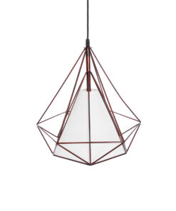 GLOBOSTAR® KAIRI 01623 Μοντέρνο Κρεμαστό Φωτιστικό Οροφής με Ντουί 1 x E27 AC 220-240V IP20 – Χάλκινο & Λευκό – Μ38 x Π38 x Y38cm