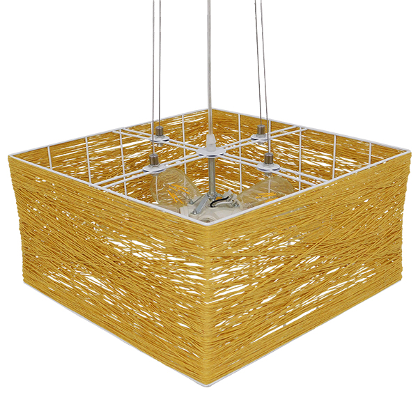 GLOBOSTAR® INCASS 01629 Vintage Κρεμαστό Φωτιστικό Οροφής με Ντουί 5 x E27 AC 220-240V IP20 - Μπεζ - Μ40 x Π40 x Υ22.5cm - Image 5