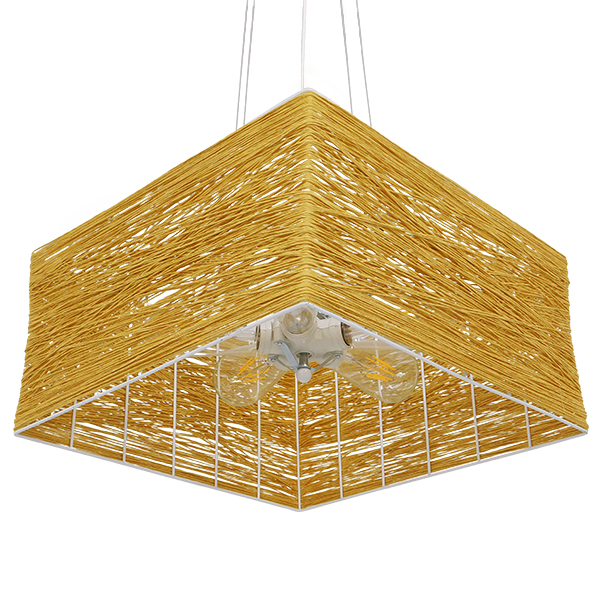 GLOBOSTAR® INCASS 01629 Vintage Κρεμαστό Φωτιστικό Οροφής με Ντουί 5 x E27 AC 220-240V IP20 - Μπεζ - Μ40 x Π40 x Υ22.5cm - Image 6