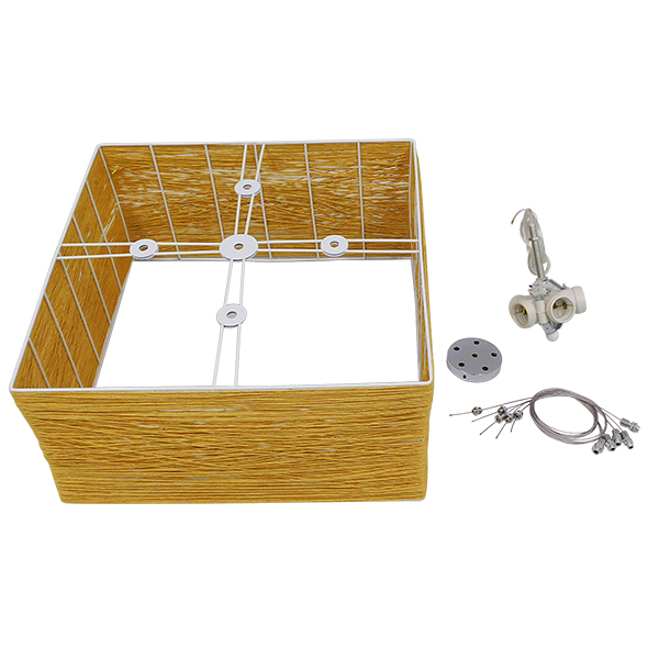 GLOBOSTAR® INCASS 01629 Vintage Κρεμαστό Φωτιστικό Οροφής με Ντουί 5 x E27 AC 220-240V IP20 - Μπεζ - Μ40 x Π40 x Υ22.5cm - Image 9