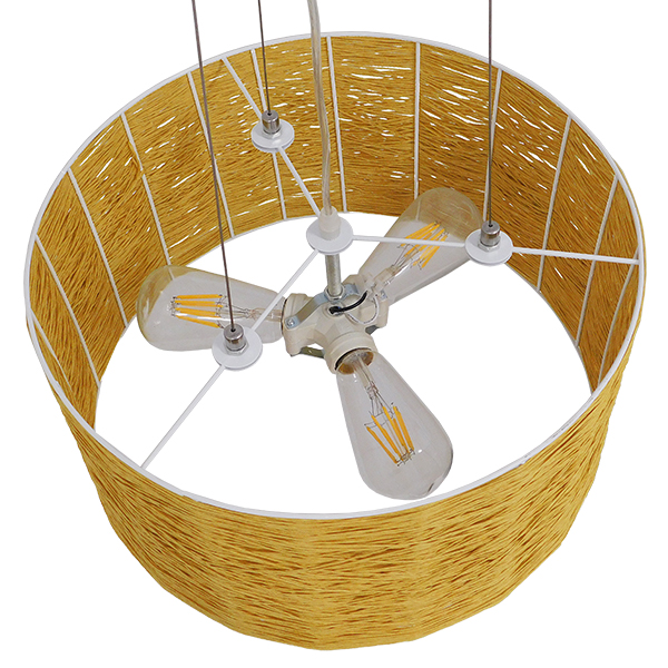 GLOBOSTAR® INCASS 01630 Vintage Κρεμαστό Φωτιστικό Οροφής με Ντουί 3 x E27 AC 220-240V IP20 - Μπεζ - Μ40 x Π40 x Υ22cm - Image 7