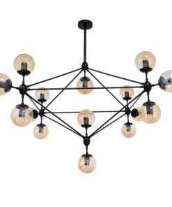 GLOBOSTAR® SENTINEL 01637 Μοντέρνο Φωτιστικό Οροφής με Ντουί 15 x E27 AC 220-240V IP20 - Μαύρο & Μελί - Μ150 x Π150 x Υ115cm