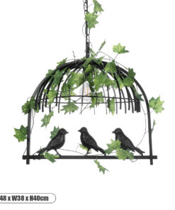 GLOBOSTAR® NEST 01640 Vintage Κρεμαστό Φωτιστικό Οροφής με Ντουί 1 x E27 AC 220-240V IP20 - Μαύρο & Πράσινο - Μ48 x Π38 x Υ40cm