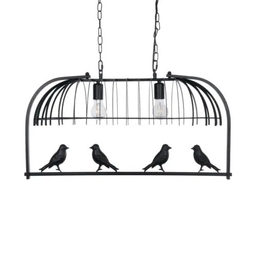 GLOBOSTAR® NEST 01643 Vintage Κρεμαστό Φωτιστικό Οροφής με Ντουί 2 x E27 AC 220-240V IP20 - Μαύρο & Πράσινο - Μ76 x Π36 x Y37cm - Image 13