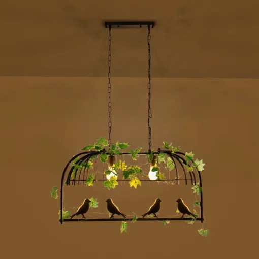 GLOBOSTAR® NEST 01643 Vintage Κρεμαστό Φωτιστικό Οροφής με Ντουί 2 x E27 AC 220-240V IP20 - Μαύρο & Πράσινο - Μ76 x Π36 x Y37cm - Image 3