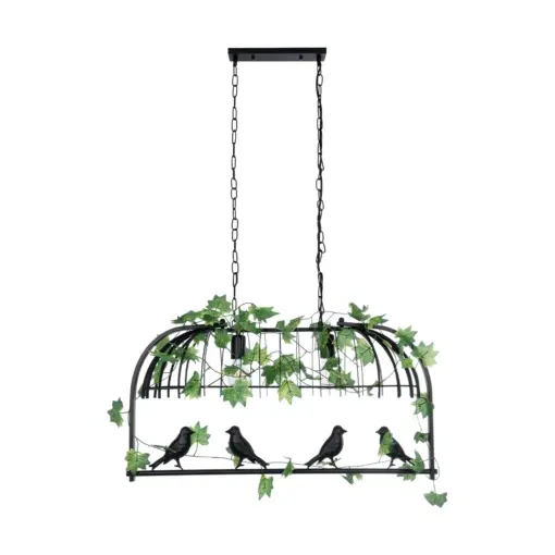 GLOBOSTAR® NEST 01643 Vintage Κρεμαστό Φωτιστικό Οροφής με Ντουί 2 x E27 AC 220-240V IP20 - Μαύρο & Πράσινο - Μ76 x Π36 x Y37cm - Image 4