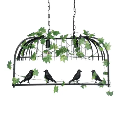 GLOBOSTAR® NEST 01643 Vintage Κρεμαστό Φωτιστικό Οροφής με Ντουί 2 x E27 AC 220-240V IP20 - Μαύρο & Πράσινο - Μ76 x Π36 x Y37cm - Image 5