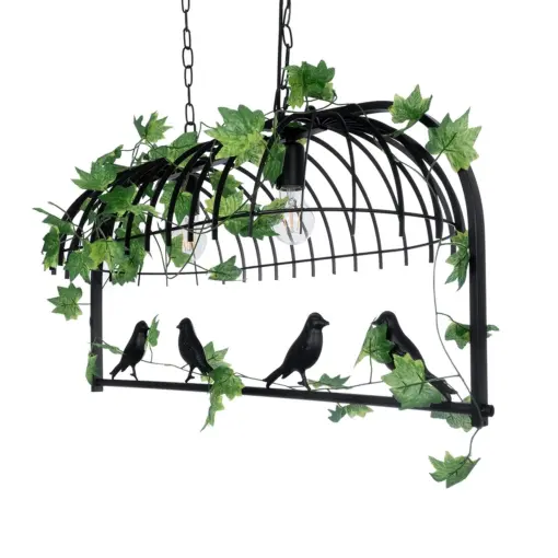 GLOBOSTAR® NEST 01643 Vintage Κρεμαστό Φωτιστικό Οροφής με Ντουί 2 x E27 AC 220-240V IP20 - Μαύρο & Πράσινο - Μ76 x Π36 x Y37cm - Image 8